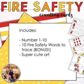 Fire Safety Week Tracing Cards for Numbers 1 to 10 Counting Flash Cards