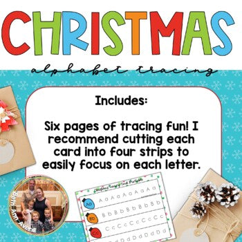 Christmas Lights Alphabet Tracing Cards, Winter Tracing Cards for Preschoolers