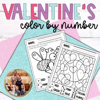 Valentines Day Color by Number Activity Valentine Math Color by Code Number