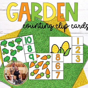 Garden Counting Clip Cards with Vegetables