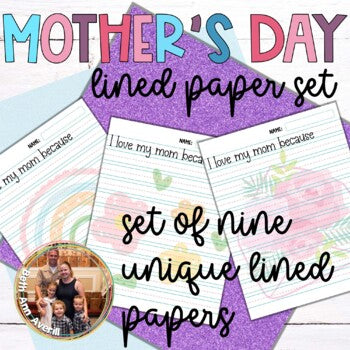 Mothers Day Writing Paper Themed Lined Paper Set