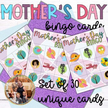 Mothers Day Activities for Preschoolers Bingo Cards for Mother's Day