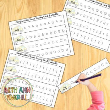 Construction Themed Alphabet Tracing Cards
