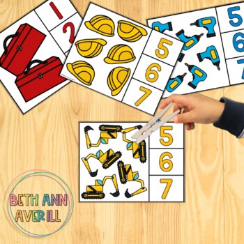 Construction Themed Counting Clip Cards for Counting Fluency to 10 Activity