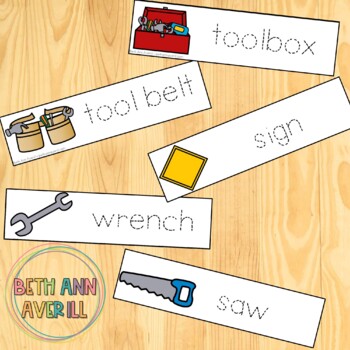 Construction Themed Word Wall Tracing Cards for Preschoolers