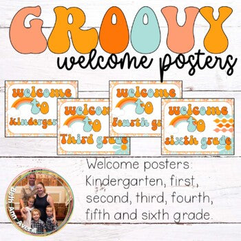 Groovy Boho Welcome Signs Retro Classroom Decor