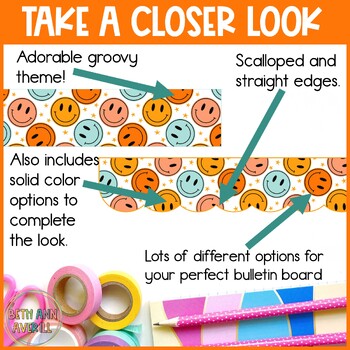 Groovy Boho Borders Retro Classroom Bulletin Board Decorations