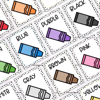 Crayon Color Posters Dotted Classroom Decor Set