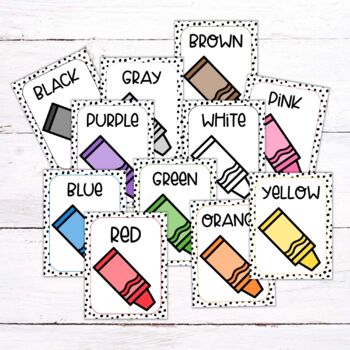 Crayon Color Posters Dotted Classroom Decor Set