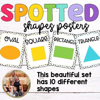 Dotted Shapes Posters Watercolor Classroom Decor Spotted Brights