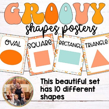 Groovy Boho Shapes Posters Retro Classroom Decor 2d Shapes Posters Kindergarten