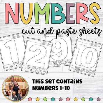 Number Words Cut and Paste Worksheets