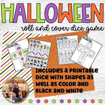 Kindergarten Math Dice Games Roll and Cover Shapes
