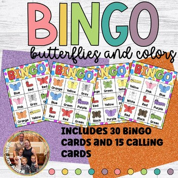 Rainbow Butterfly Colors Bingo Set for Preschoolers