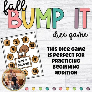Fall Bump Game Math Dice Addition Game