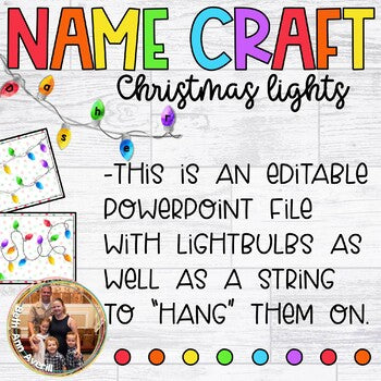 Editable Christmas Light Name Craft PowerPoint File