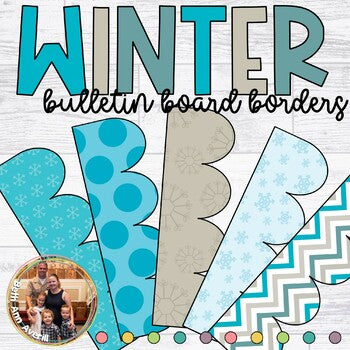 Winter Bulletin Board Borders Blue and Beige