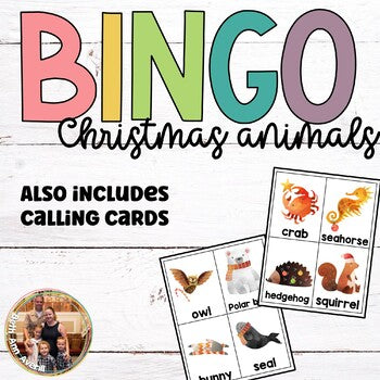 Christmas Bingo Cards for Classroom Parties Featuring Watercolor Animals