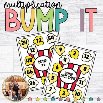 Multiplication Bump Game Math Dice Popcorn Party