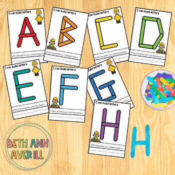 Popsicle Sticks Activities Upper Case Alphabet Letters Craft Task Cards