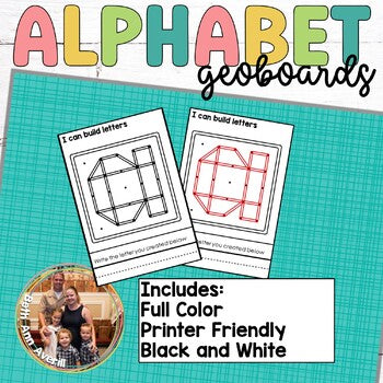 Geoboard Task Cards Lowercase Alphabet