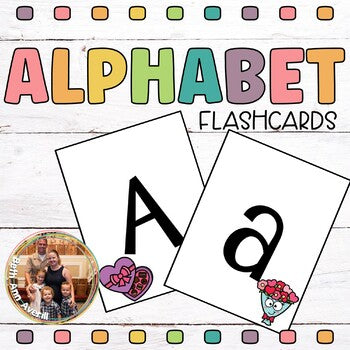 Valentine's Day Alphabet Flashcards Uppercase and Lowercase Alphabet Letters
