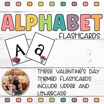 Valentine's Day Alphabet Flashcards Uppercase and Lowercase Alphabet Letters