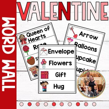 Valentines Word Wall Tracing Cards for February literacy centers