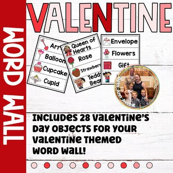 Valentines Word Wall Tracing Cards for February literacy centers