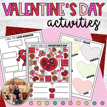 Valentine's Day Fun Packet Math Activities for February Math Centers