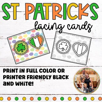St Patrick's Day Fine Motor Activities Cookies Lacing Cards for Preschoolers