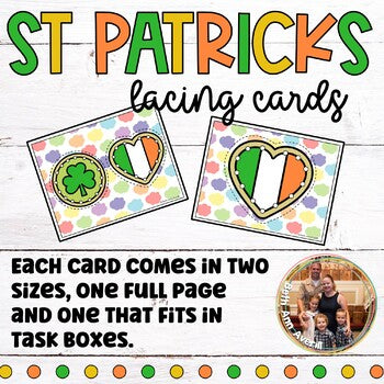 St Patrick's Day Fine Motor Activities Cookies Lacing Cards for Preschoolers
