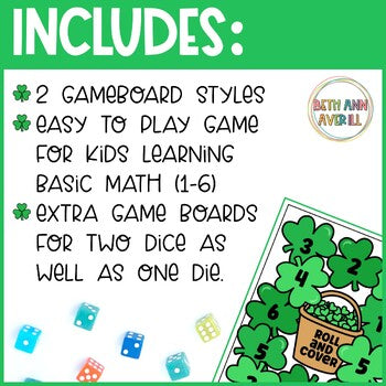 St. Patrick's Day Roll and Cover Dice Game