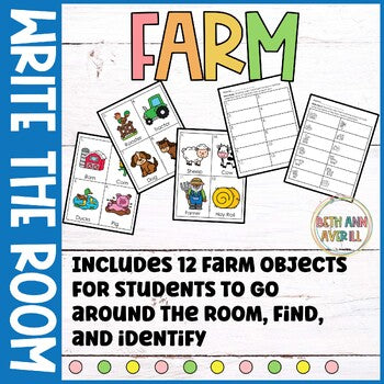 Farm Write the Room Kindergarten