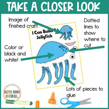 Ocean Animal Cut and Paste Craft Beach Theme Activities Kindergarten