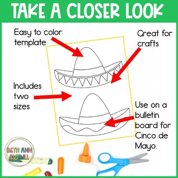 Cinco De Mayo hat craft Sombrero Template Hispanic Heritage Month Bulletin Board