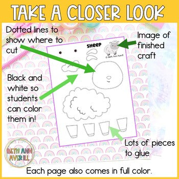 Farm Animal Cut and Paste Crafts for Preschool Fine Motor Skills