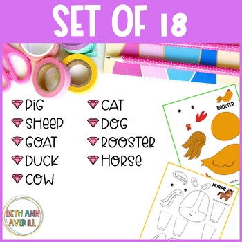 Farm Animal Cut and Paste Crafts for Preschool Fine Motor Skills