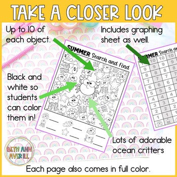 Summer ispy Counting activity for preschoolers ocean i spy