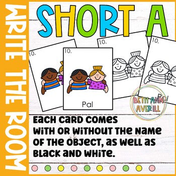 Short A Write the Room for Kindergarten Writing Center with CVC Fluency