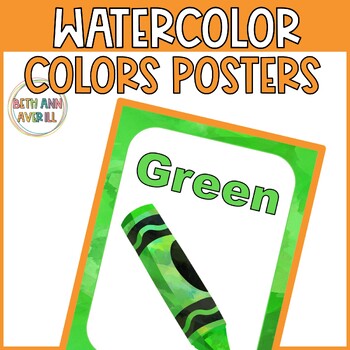Watercolor Crayon Color Posters for Watercolor Classroom Decor