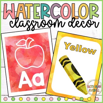 Watercolor Classroom Decor Full Set Bundle