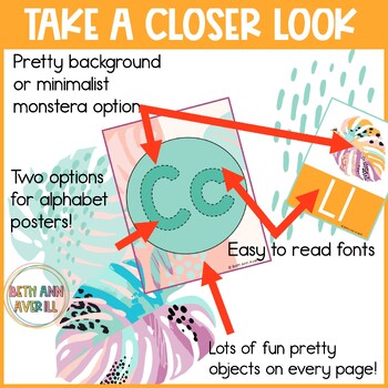 Bright Safari Theme Alphabet Posters Pastel Classroom Decor