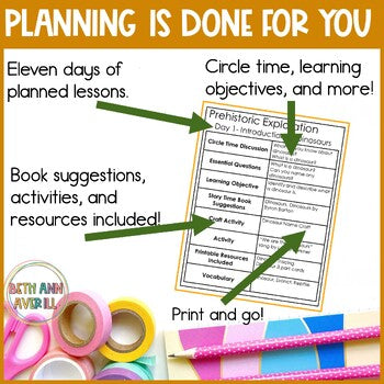 All About Dinosaur Activities Thematic Unit PBL for Fossils and Paleontologists