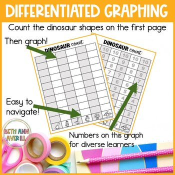 Dinosaur Activities Math Count and Graph Shapes Game for Preschoolers