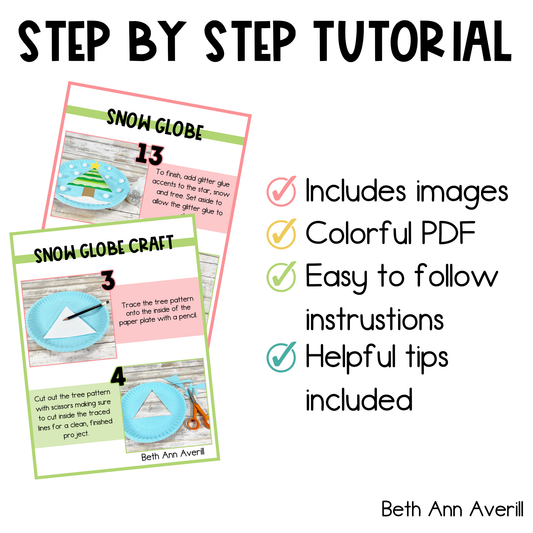 Snow Globe Winter Tree Paper Plate Craft