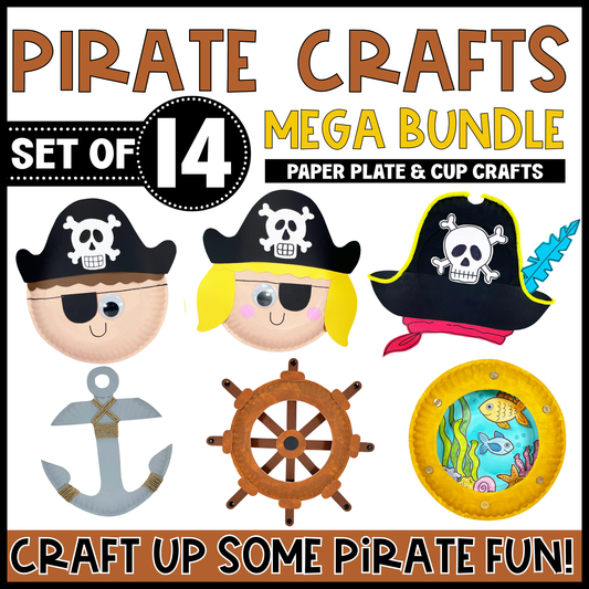 Pirate Paper Plate and Paper Cup Craft Bundle