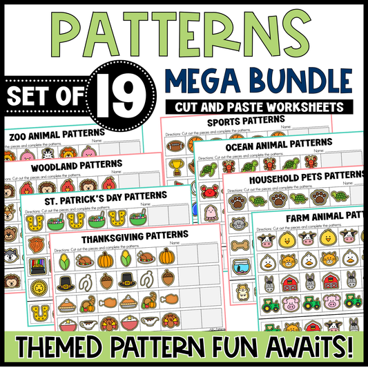 Pattern Worksheet Cut and Paste Pattern Activity Bundle