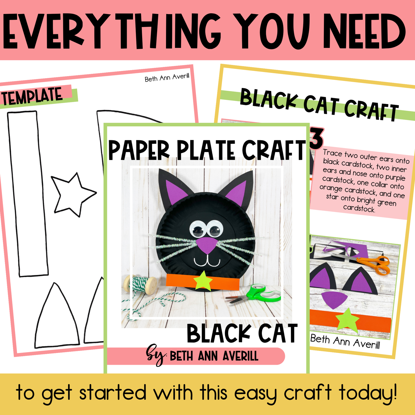 Black Cat Paper Plate Craft - Halloween Craft