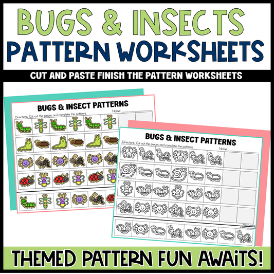 Bugs and Insects Pattern Worksheets Cut and Paste Patterns